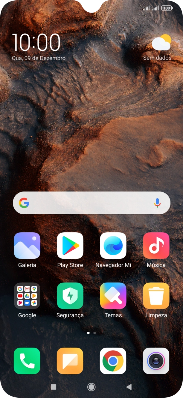 Deslize dois dedos sobre o ecrã de cima para baixo a partir do topo do ecrã.