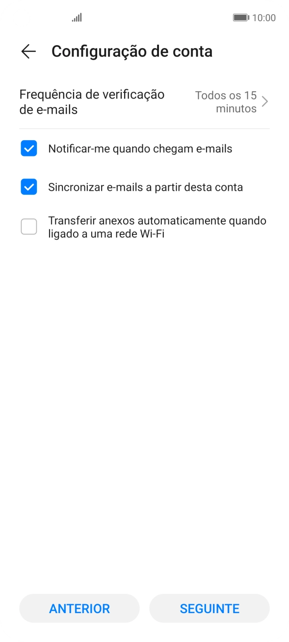 Prima Frequência de verificação de e-mails.