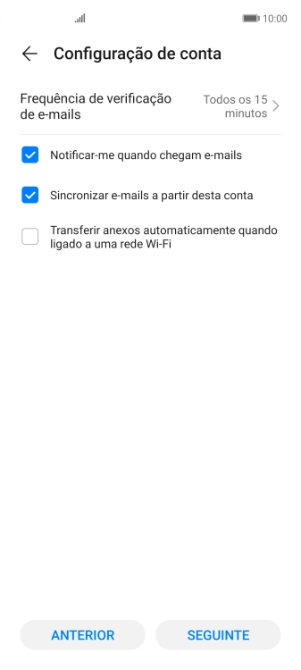Prima Frequência de verificação de e-mails.