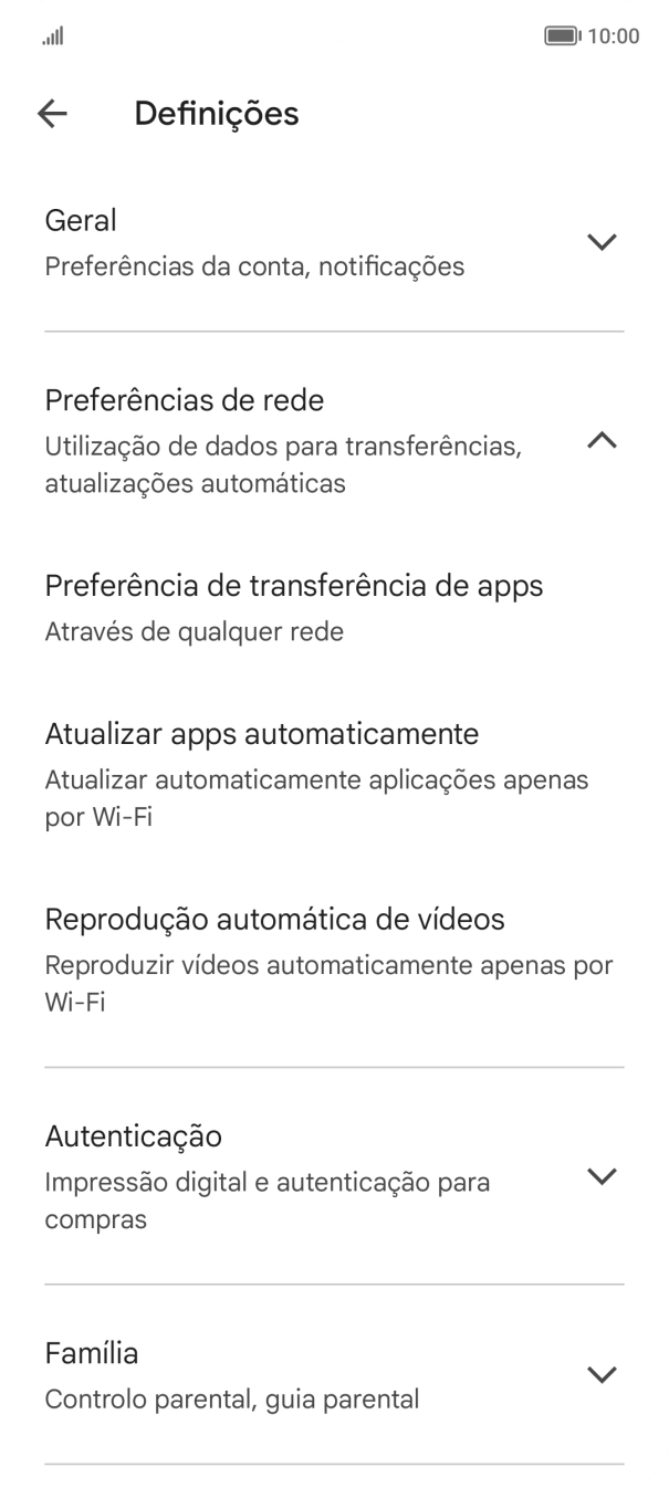 Prima Atualizar apps automaticamente.