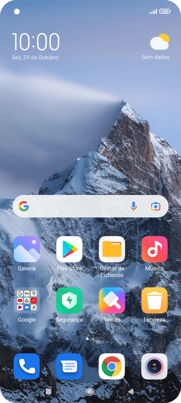 Deslize dois dedos sobre o ecrã de cima para baixo a partir do topo do ecrã.