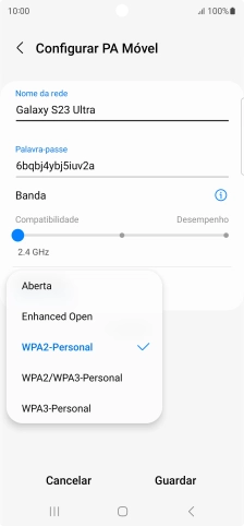 Prima WPA3-Personal para proteger o hotspot Wi-Fi com uma password.