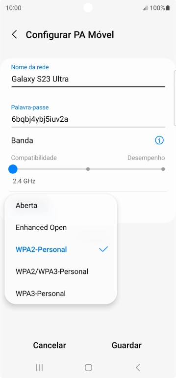 Prima WPA3-Personal para proteger o hotspot Wi-Fi com uma password.