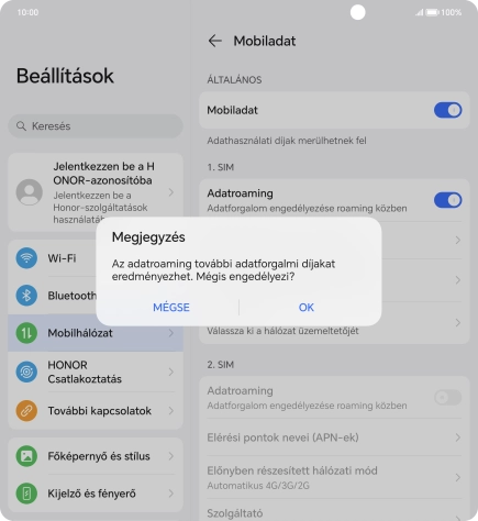 Ha bekapcsolod a funkciót, válaszd az OK lehetőséget.