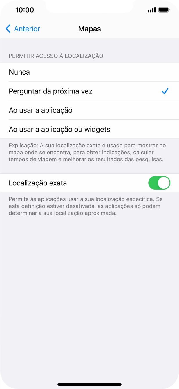 Prima a definição pretendida para ativar ou desativar a função.