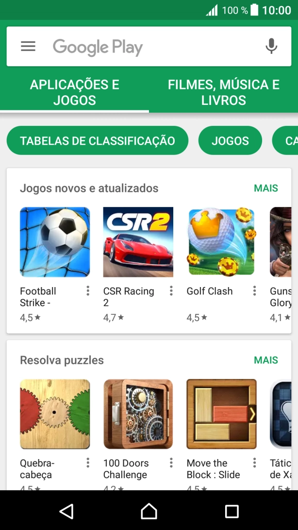 Deslize o dedo sobre o ecrã da esquerda para a direita.