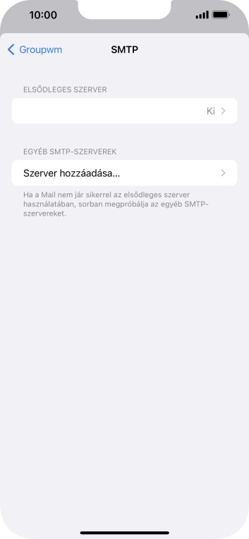 Kattints az „ELSŐDLEGES SZERVER” alatti mezőre.