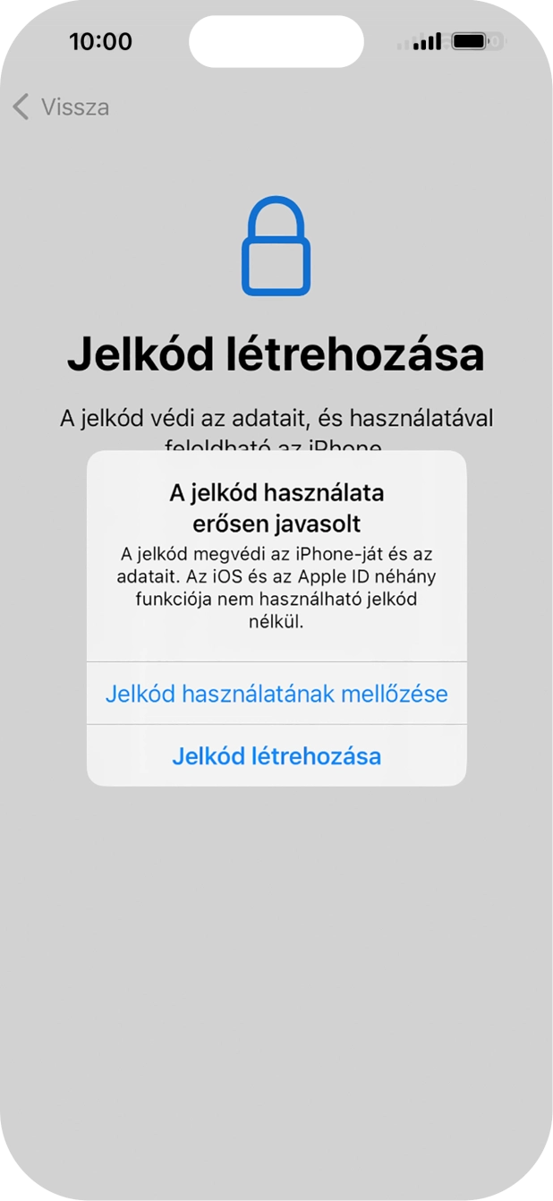 Ha kikapcsolod a funkciót, válaszd a Jelkód használatának mellőzése lehetőséget.