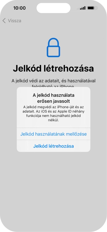 Ha kikapcsolod a funkciót, válaszd a Jelkód használatának mellőzése lehetőséget.