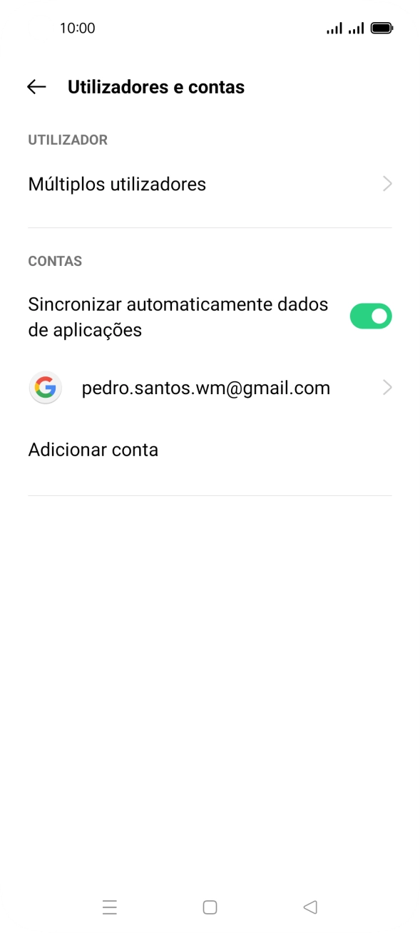 Prima Adicionar conta.