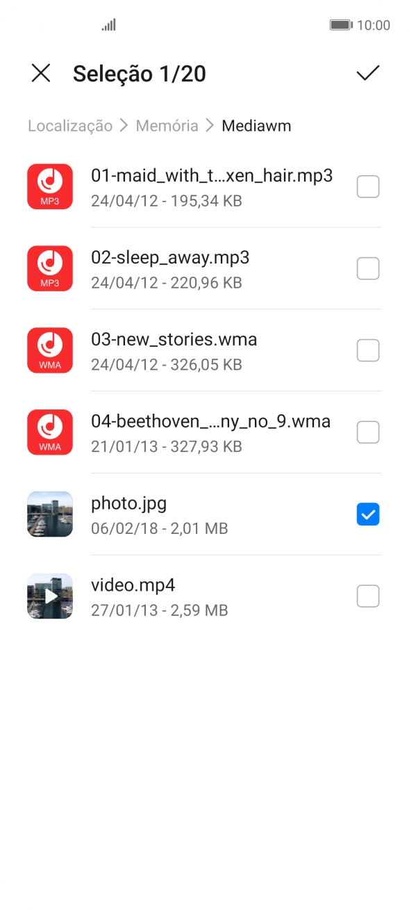 Prima o ícone para aceitar.