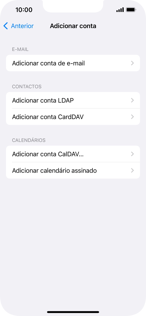 Prima Adicionar conta de e-mail.