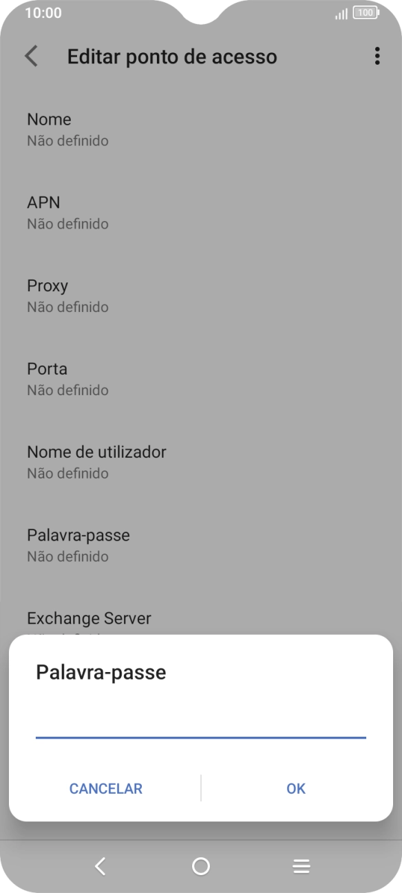 Introduza vodafone e prima OK.
