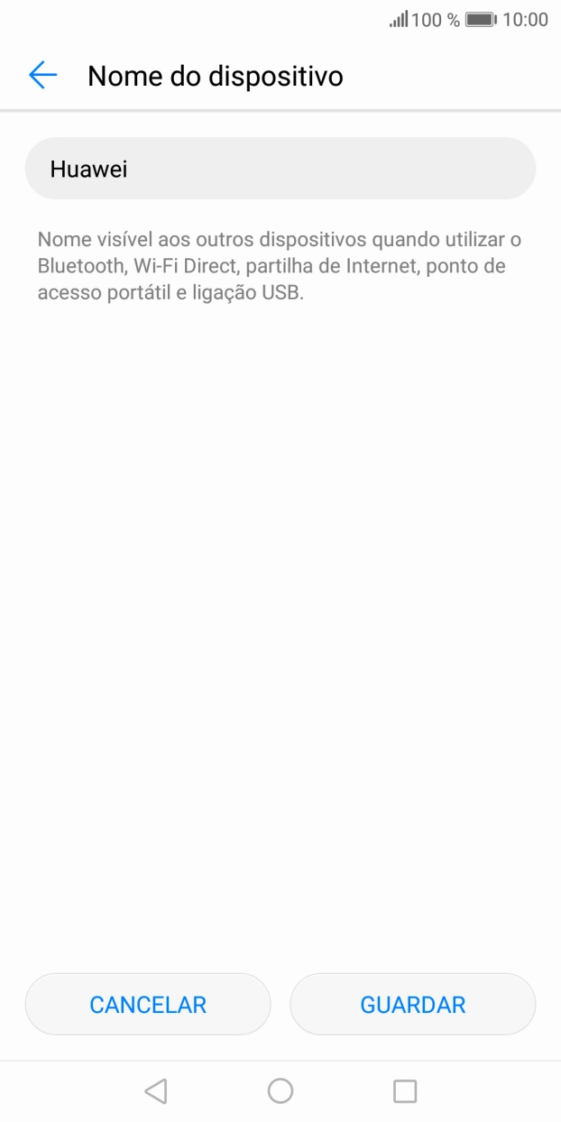 Introduza o nome pretendido do hotspot Wi-Fi e prima GUARDAR.
