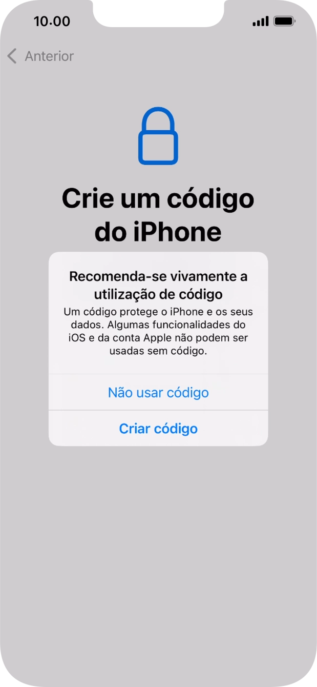 Se desativar a função, prima Não usar código.