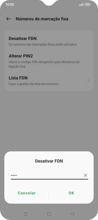 Introduza o código PIN2 e prima OK.