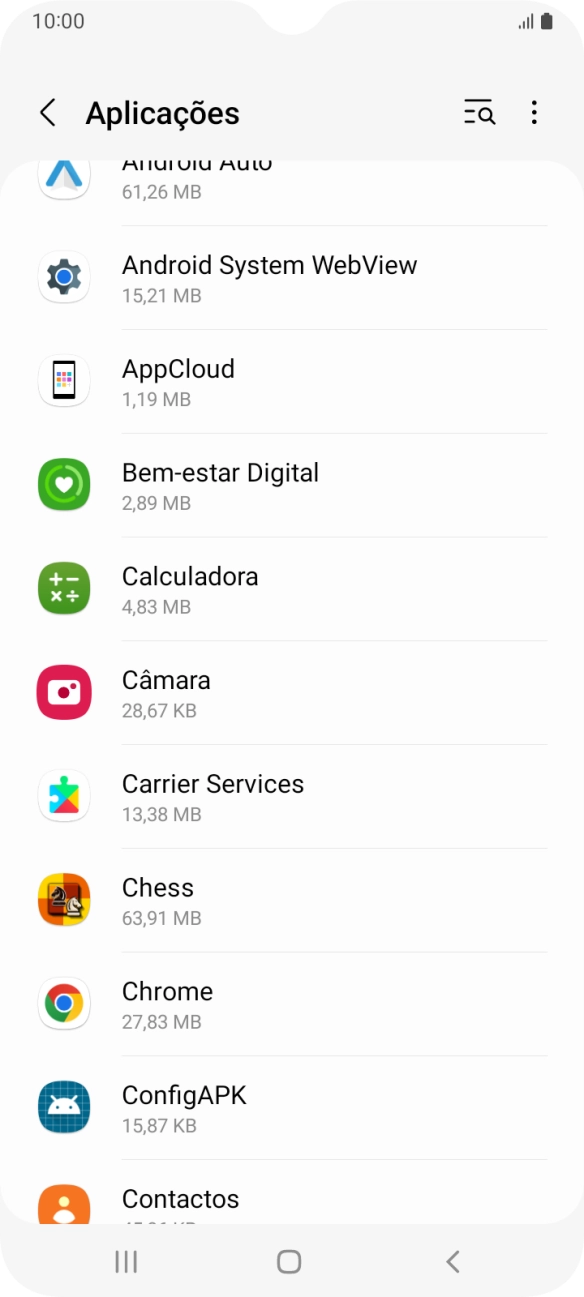 Prima a app pretendida.