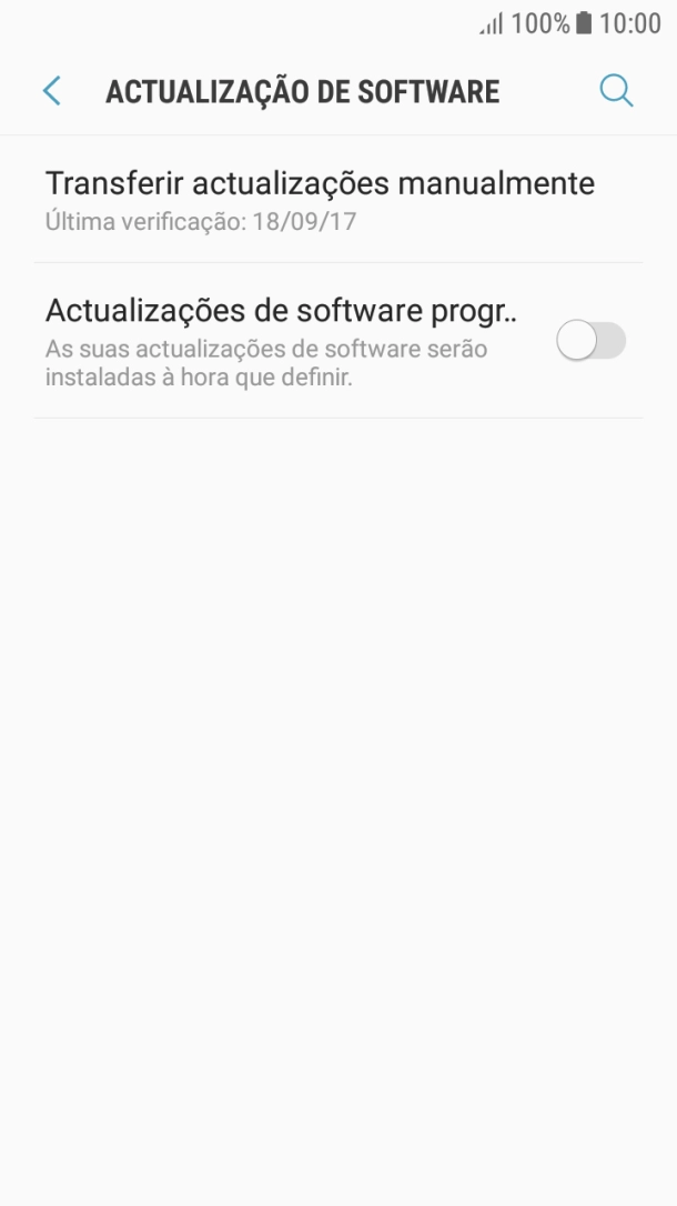 Prima Transferir actualizações manualmente. Se existir uma nova versão de software disponível, será agora indicado no ecrã. Siga as indicações no ecrã para atualizar o software do telefone.
