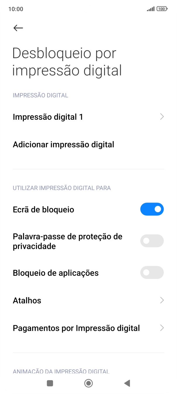 Prima os indicadores junto às definições pretendidas para as ativar ou desativar.