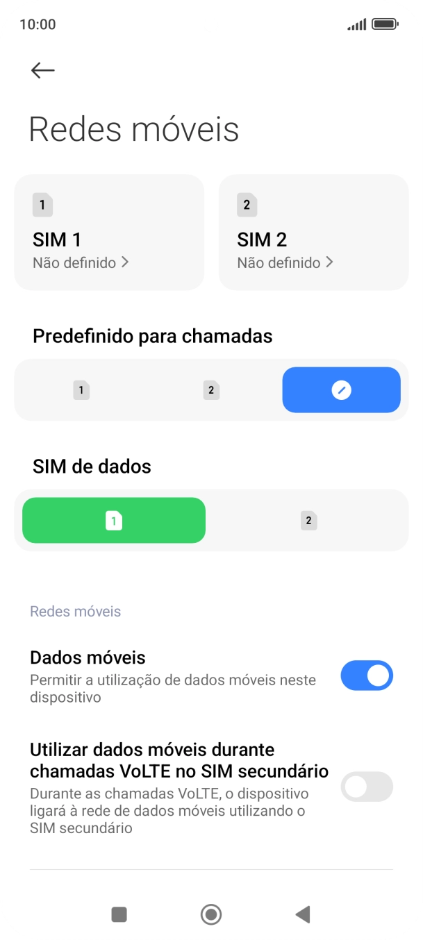 Prima o cartão SIM pretendido.