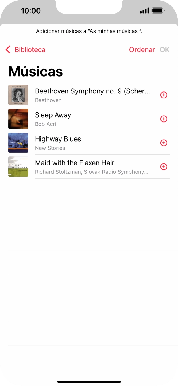 Vá até à categoria pretendida e prima o ficheiro de música pretendido.
