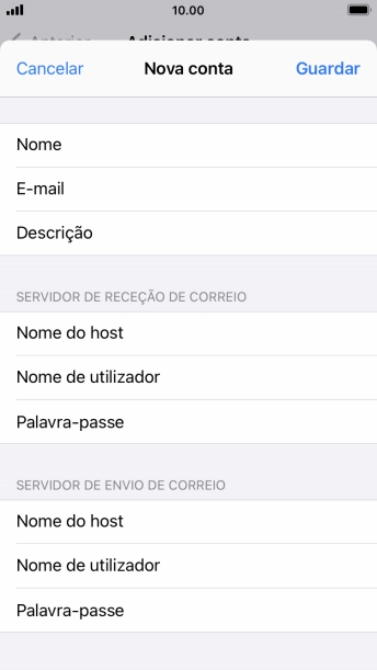 Prima Guardar. A sua conta de e-mail está agora configurada. Se pretender escolher definições adicionais para o servidor de receção e envio, siga os passos seguintes.