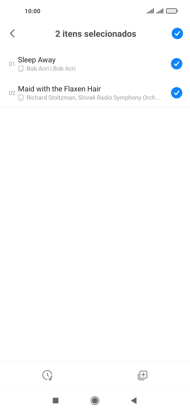 Prima os ficheiros de música pretendidos para os escolher.