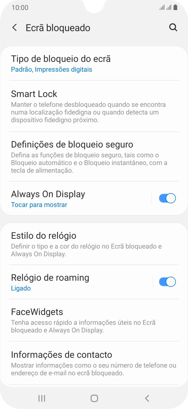 Prima Tipo de bloqueio do ecrã e introduza o código de bloqueio do telefone atual.