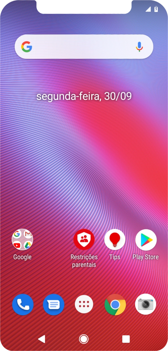 Quando o ícone de bateria em carregamento for mostrado no ecrã, a bateria está em carregamento.