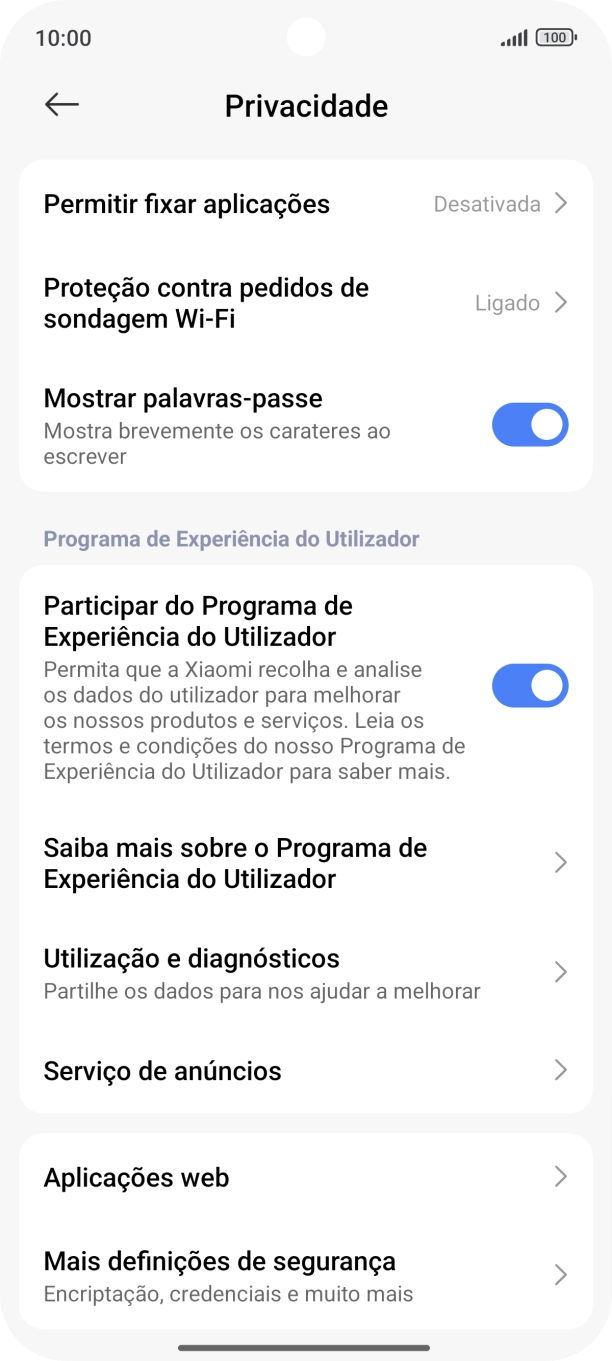 Prima Mais definições de segurança.