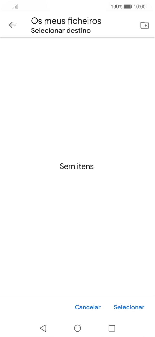 Se quiser criar uma nova pasta, prima o ícone de nova pasta e siga as indicações no ecrã para criar uma nova pasta.
