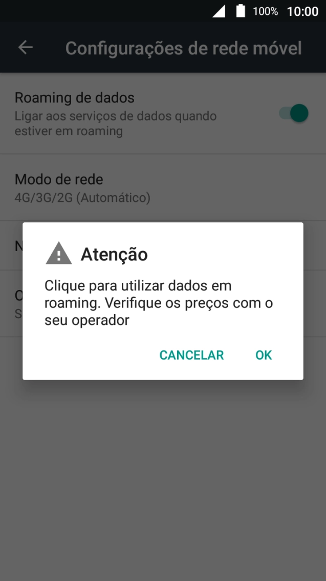 Se ativar a função, prima OK.