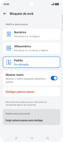 Prima Desligar palavra-passe.