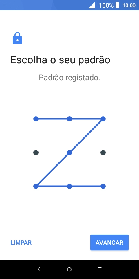 Deslize o dedo no ecrã ligando pelo menos quatro pontos e prima AVANÇAR.