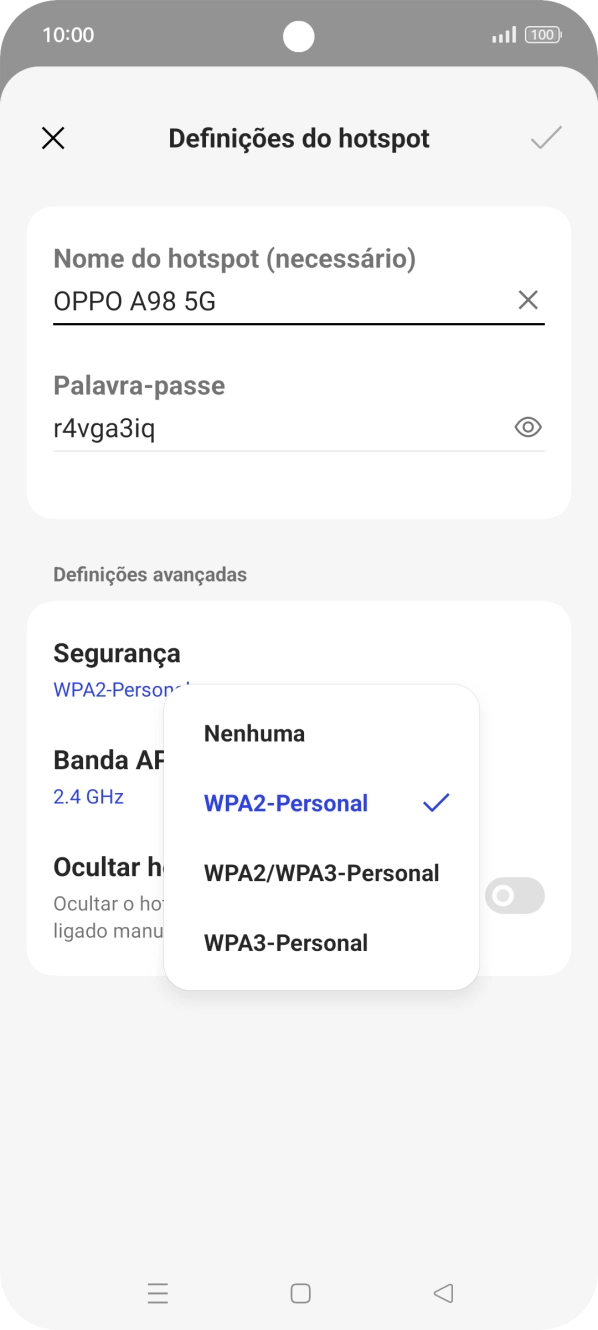 Prima WPA3-Personal para proteger o hotspot Wi-Fi com uma password.