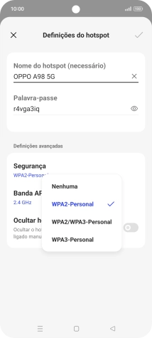 Prima WPA3-Personal para proteger o hotspot Wi-Fi com uma password.