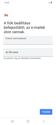 Kattints a „Fióknév (nem kötelező)” alatti mezőre, és írd be az e-mail-fiók kívánt nevét.