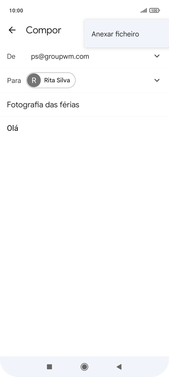 Prima Anexar ficheiro e vá até à pasta pretendida.