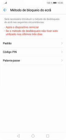 Prima o código de bloqueio do telefone pretendido e siga as indicações no ecrã para estabelecer um código de bloqueio adicional.