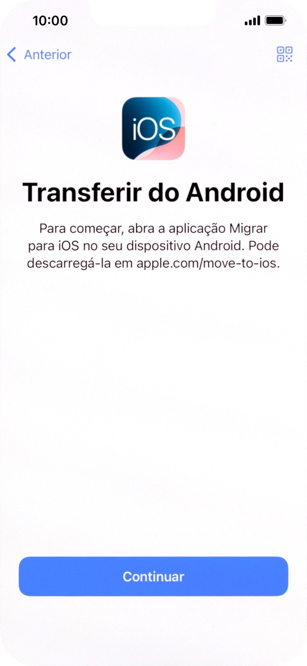 Antes de ser possível transferir conteúdo para o seu telefone, é necessário instalar a app 
