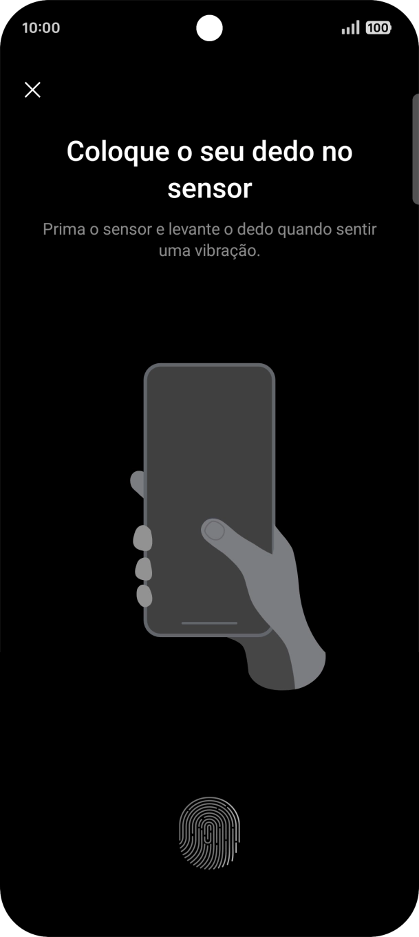 Siga as indicações no ecrã para definir a impressão digital como código de bloqueio.