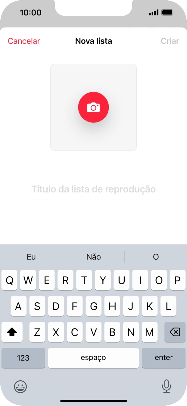 Prima o campo de escrita e introduza o nome da lista de reprodução.