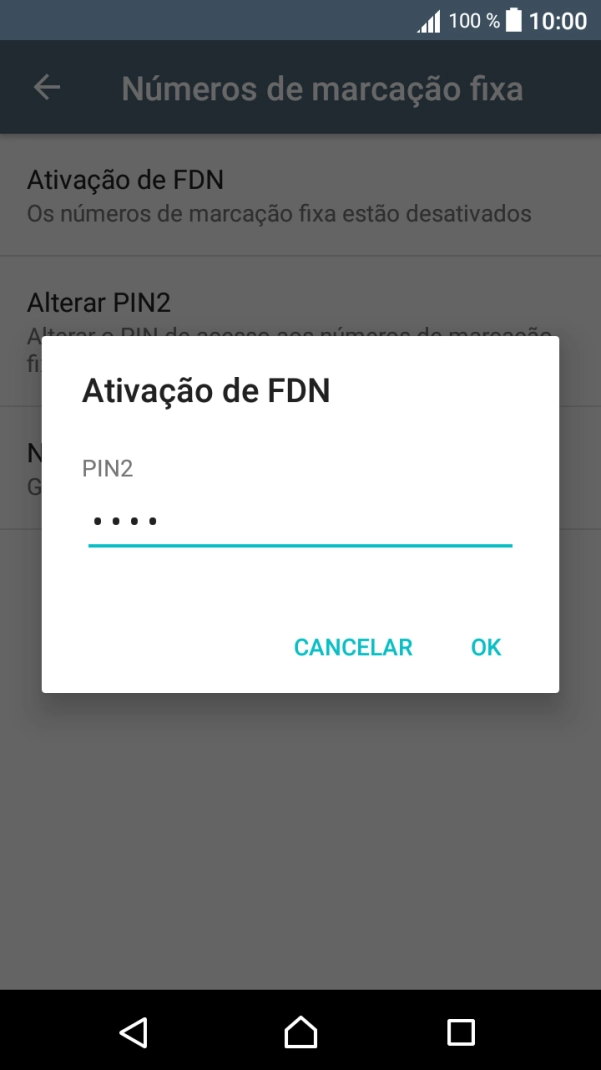 Introduza o código PIN2 e prima OK.