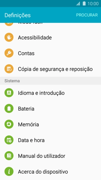 Prima Acerca do dispositivo.