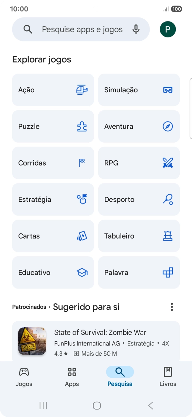 Prima a caixa de pesquisa.