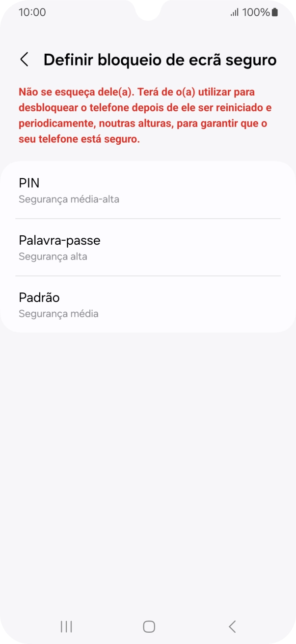 Prima o código de bloqueio do telefone pretendido e siga as indicações no ecrã para estabelecer um código de bloqueio adicional.