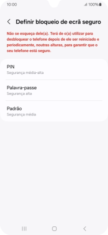 Prima o código de bloqueio do telefone pretendido e siga as indicações no ecrã para estabelecer um código de bloqueio adicional.