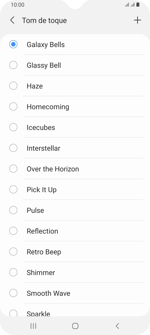 Prima o ícone para adicionar um tom de toque.