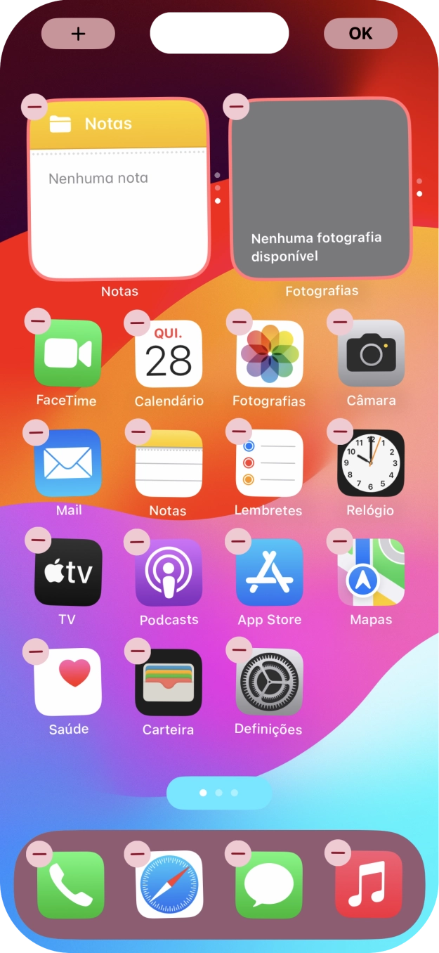 Prima o ícone de páginas do ecrã inicial.