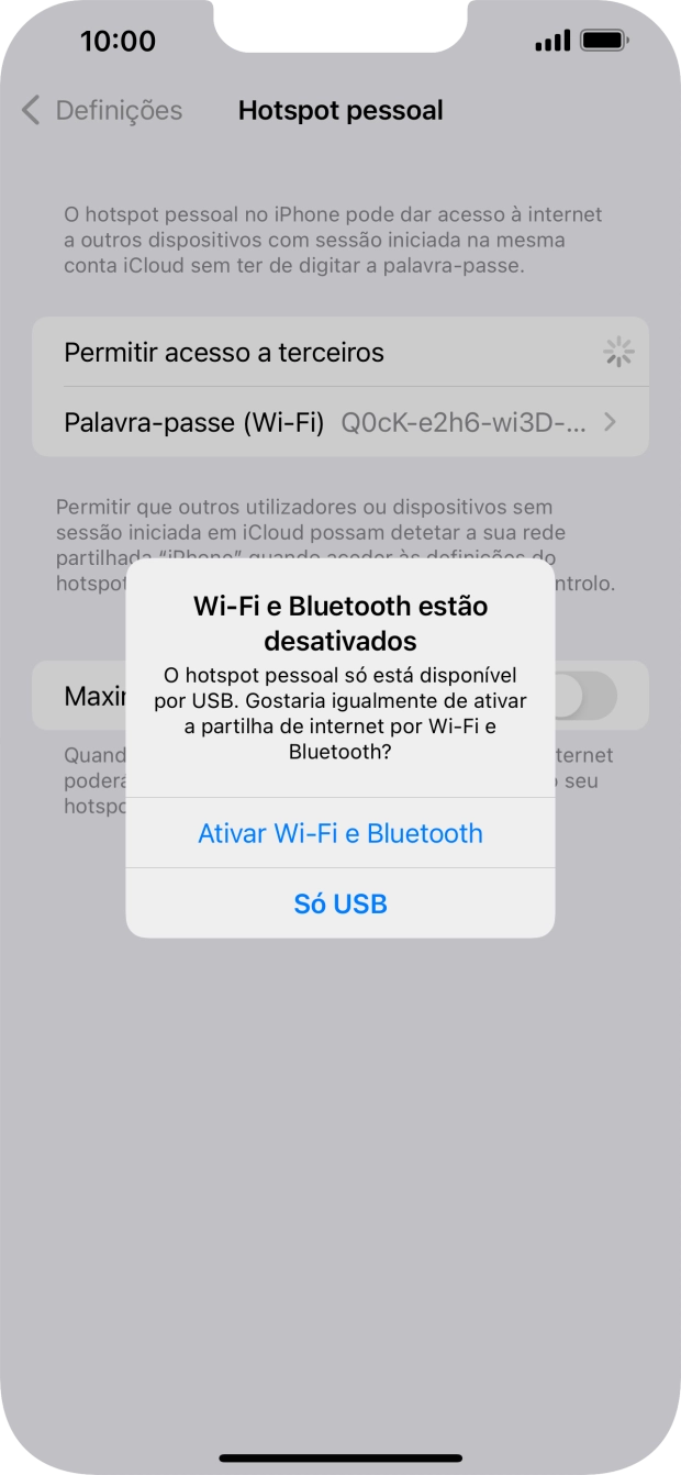 Se o Wi-Fi estiver desativado, prima Ativar Wi-Fi e Bluetooth.